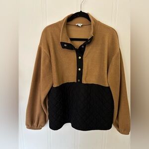 I crew tan and Black Quilted Pullover